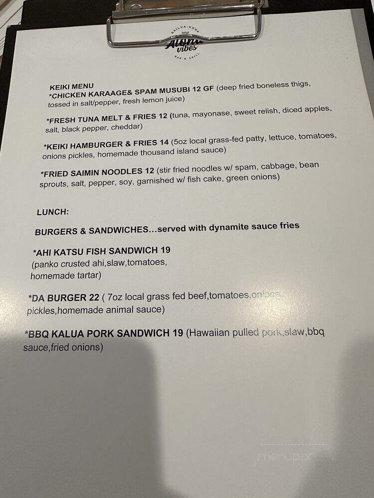 Aloha Vibes - Kailua-Kona, HI menu_pic
