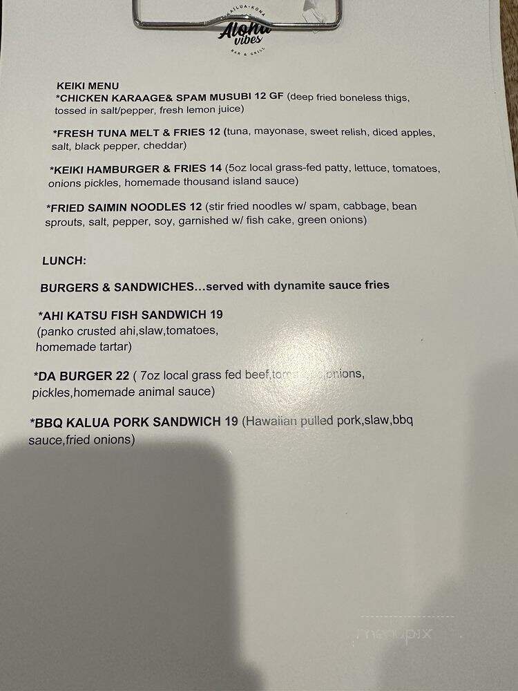 Aloha Vibes - Kailua-Kona, HI menu_pic
