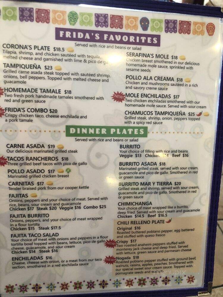 Frida's Mexican Restaurant and Cantina - Durango, CO menu_pic