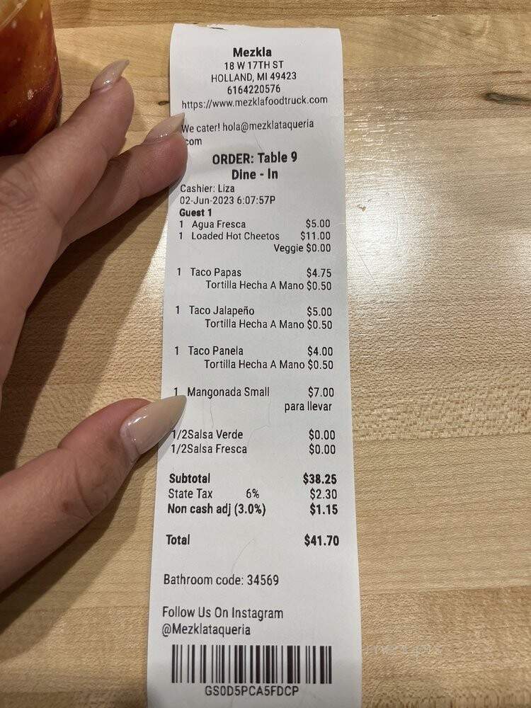 Mezkla Taqueria - Holland, MI menu_pic