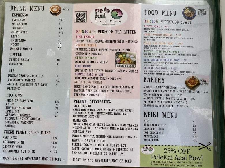 PeleKai Coffee - Honolulu, HI menu_pic