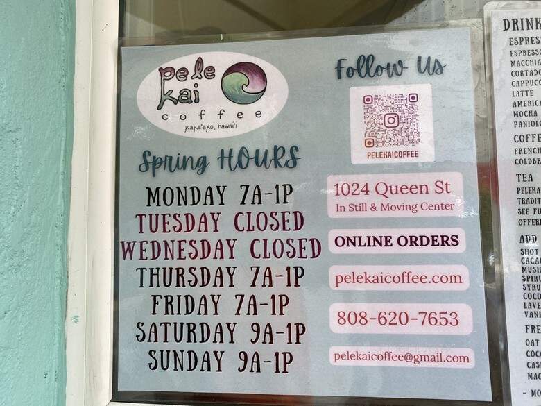 PeleKai Coffee - Honolulu, HI menu_pic