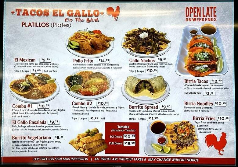 Tacos El Gallo - Mission, KS menu_pic