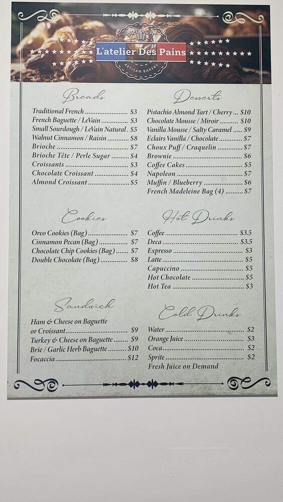 L'atelier Des Pains - Delray Beach, FL menu_pic