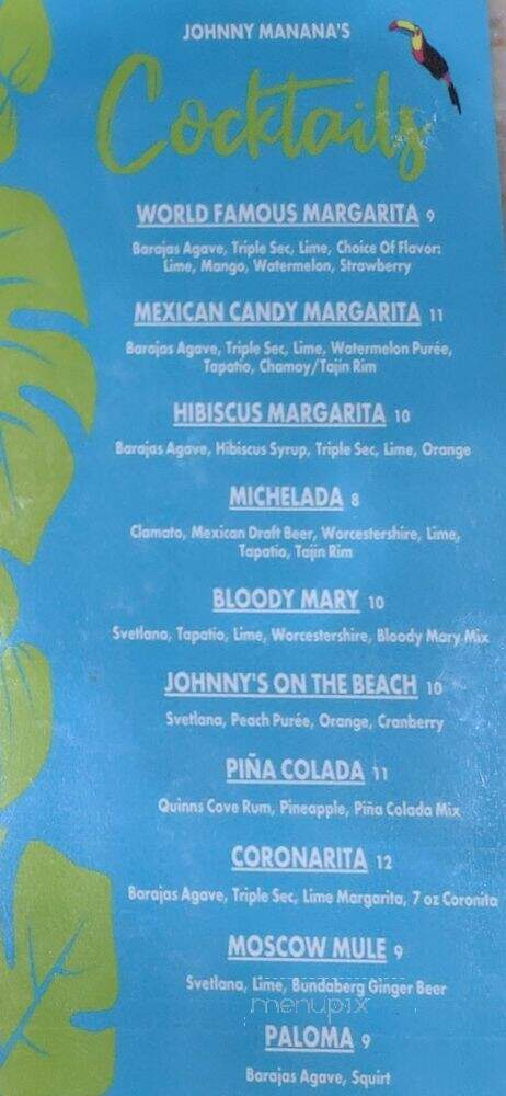 Johnny Mananas - San Diego, CA menu_pic