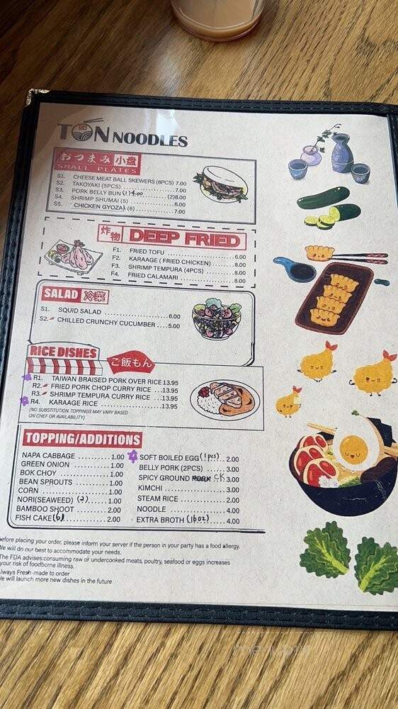 Ton Noodles - Raleigh, NC menu_pic