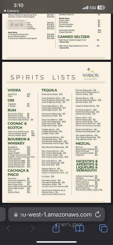 Nando's Mexican & Brazilian Cuisine - Indianapolis, IN menu_pic