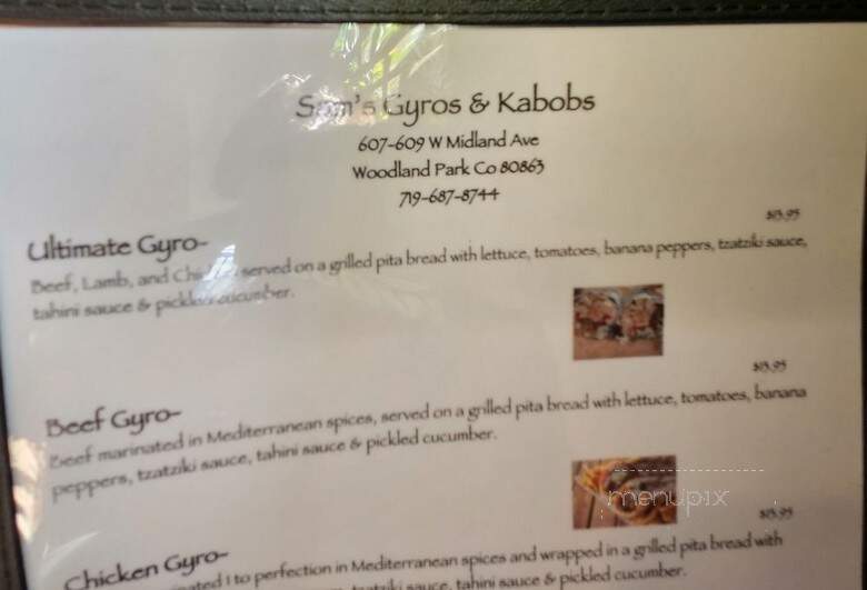 Sam's Gyros & Kabobs - Woodland Park, CO menu_pic