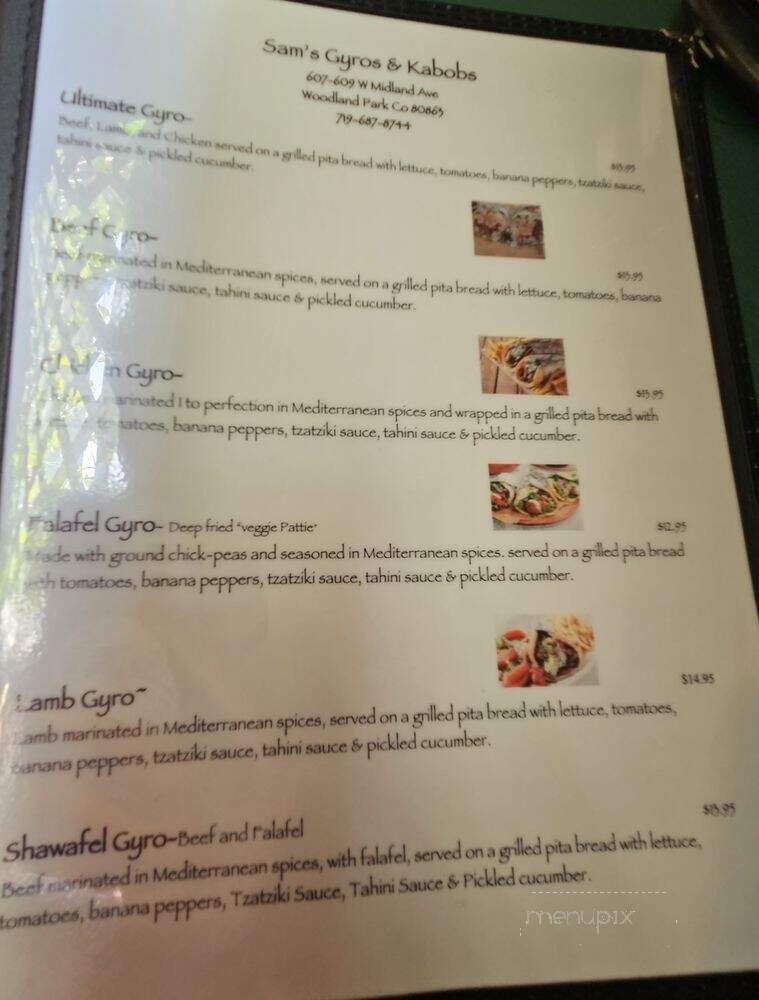 Sam's Gyros & Kabobs - Woodland Park, CO menu_pic