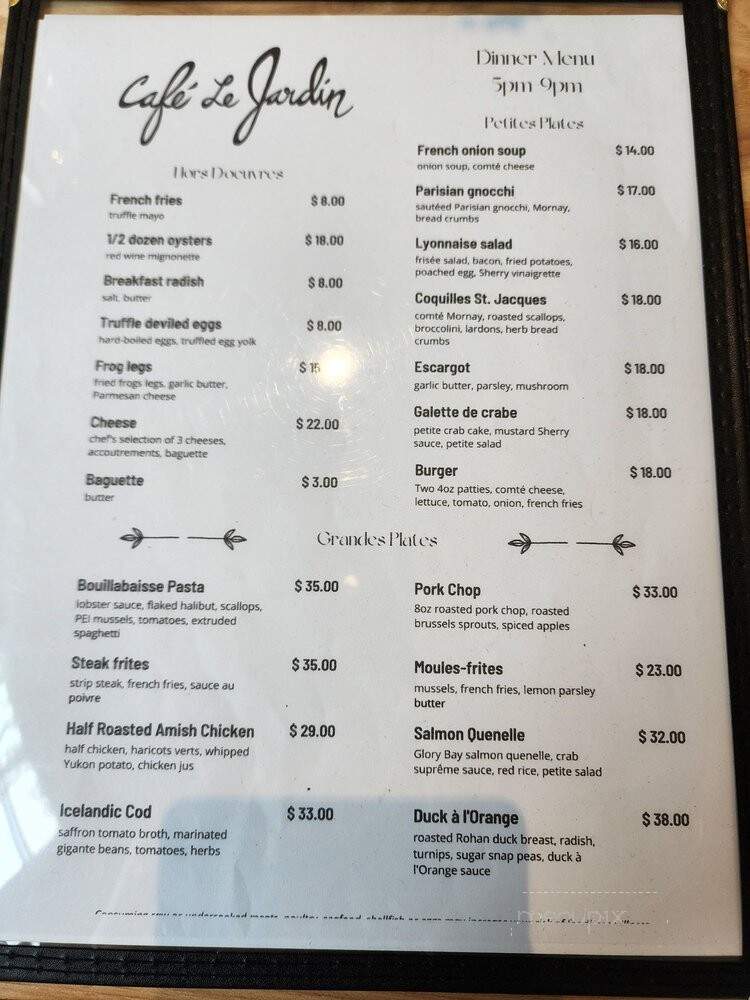 Cafe Le Jardin - Audubon, NJ menu_pic