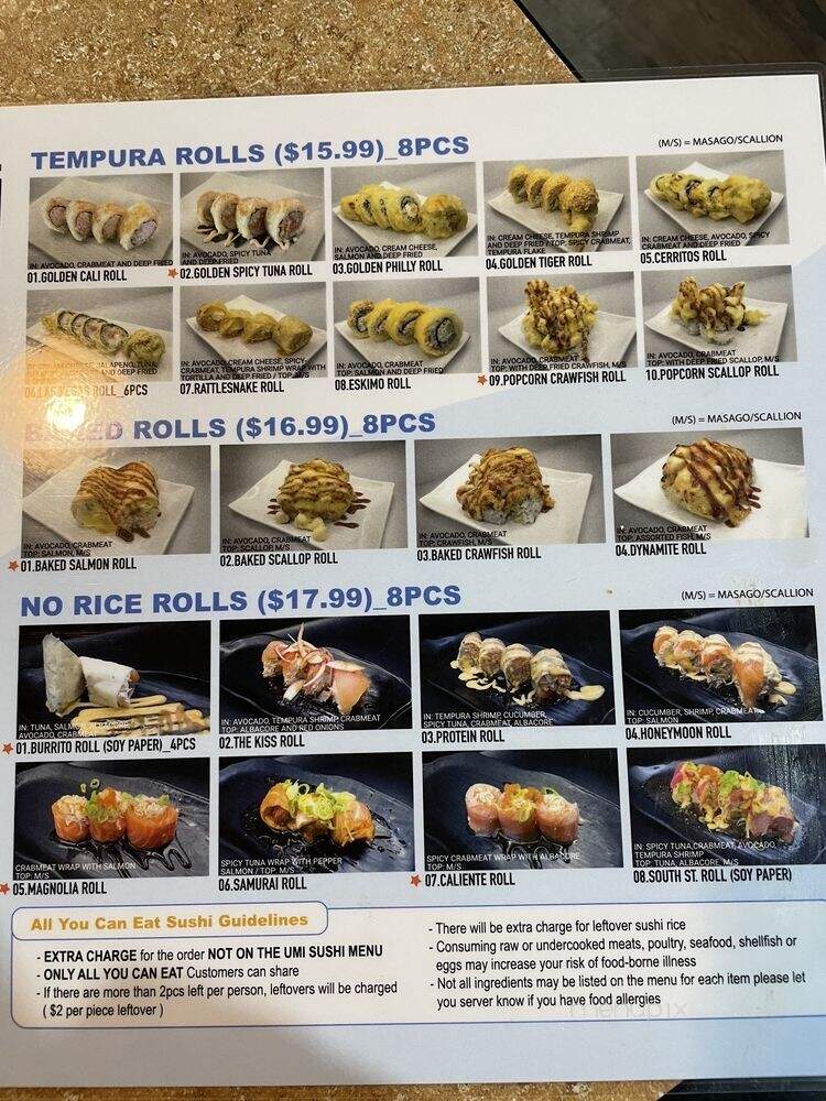 Umi Sushi - Lakewood, CA menu_pic