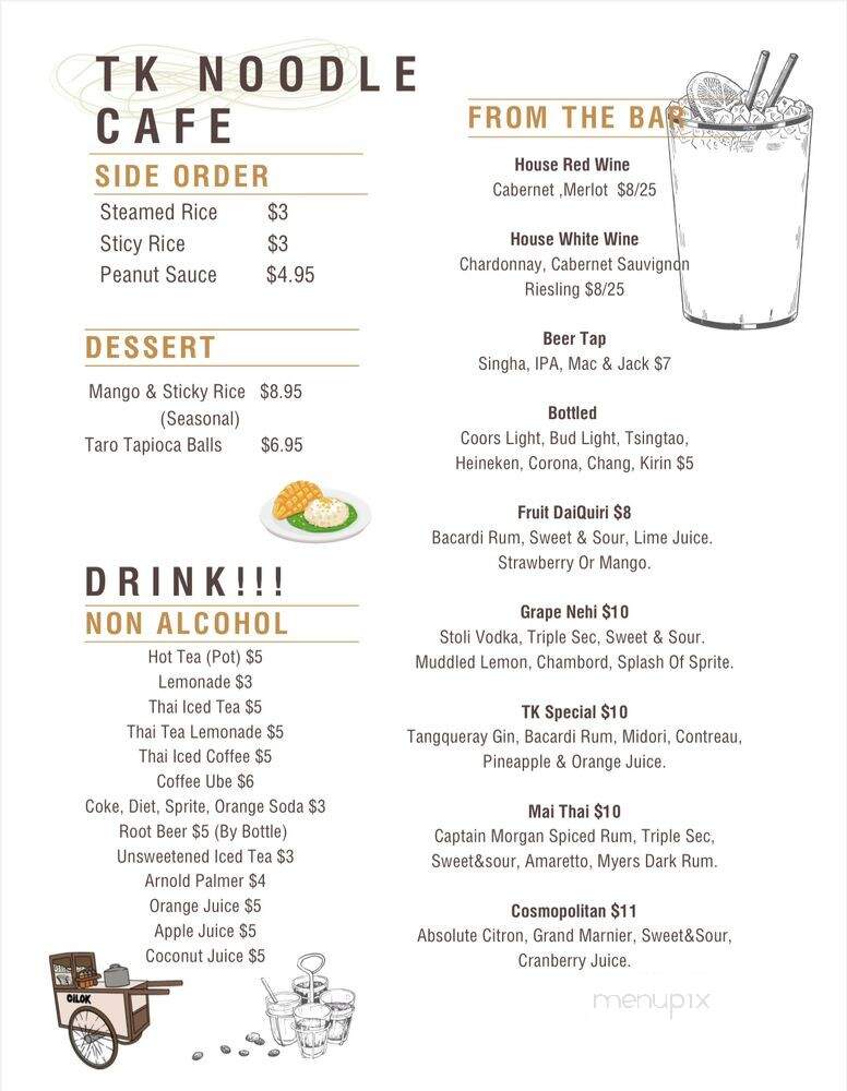 TK Noodle Cafe - Lynnwood, WA menu_pic