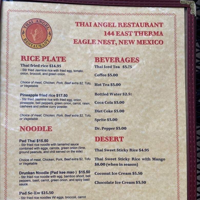 Thai Angel - Eagle Nest, NM menu_pic