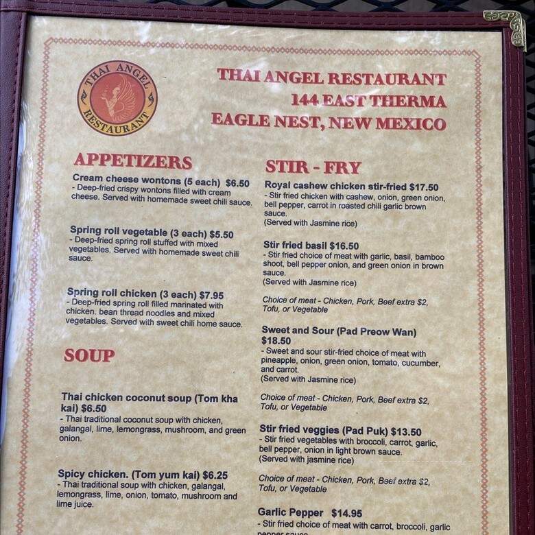 Thai Angel - Eagle Nest, NM menu_pic