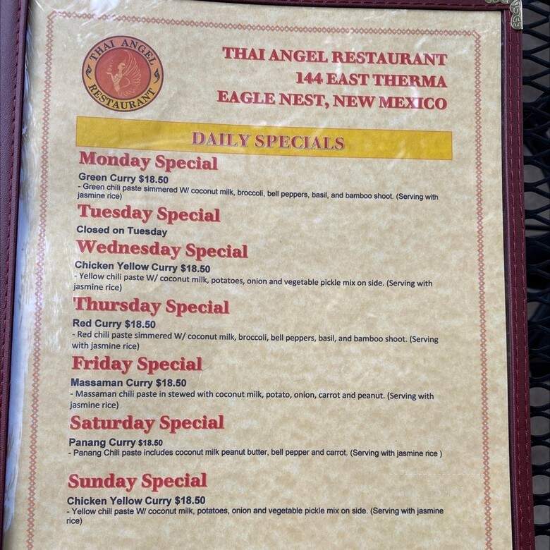 Thai Angel - Eagle Nest, NM menu_pic