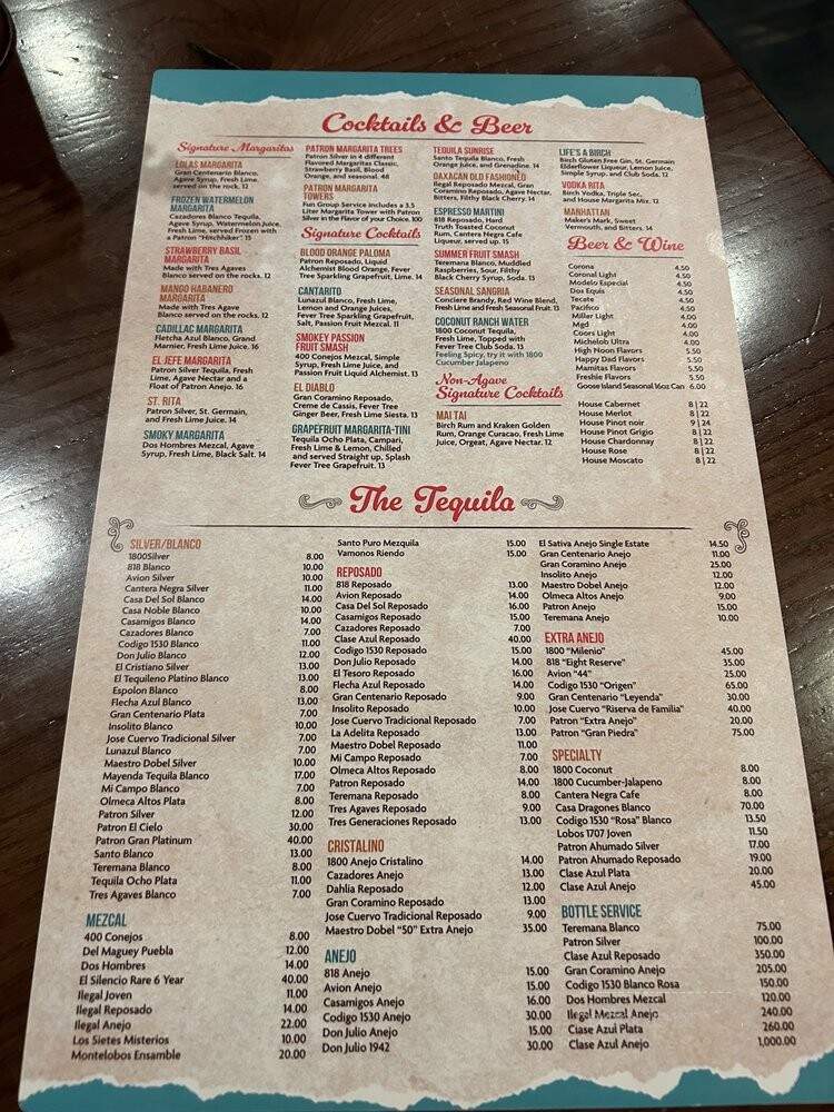Lola's Tacos and Tequila - Gurnee, IL menu_pic