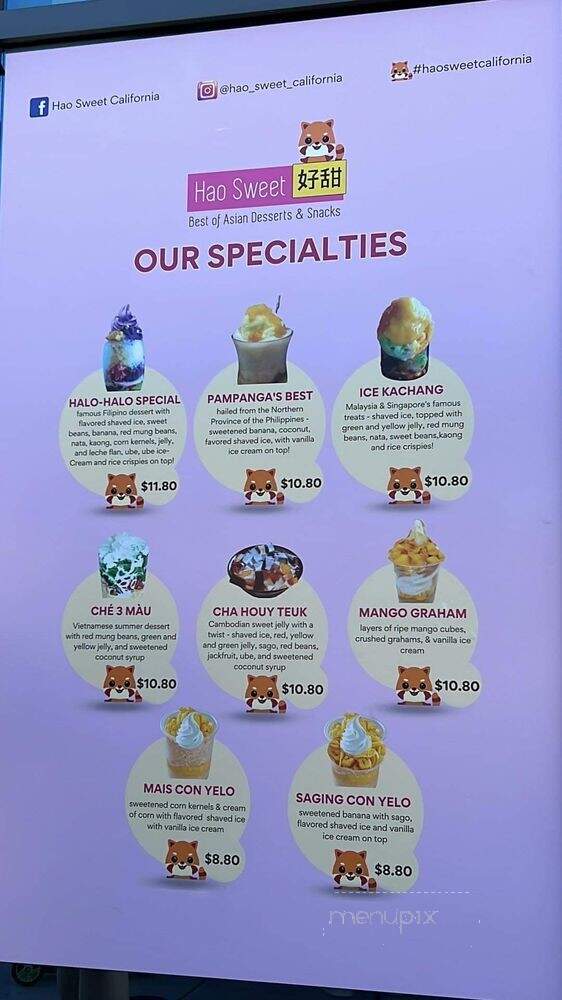 Hao Sweet - Buena Park, CA menu_pic