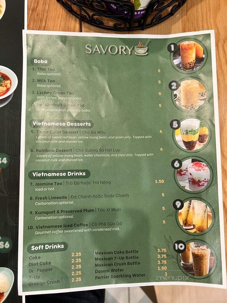 Savory Pho - Los Angeles, CA menu_pic