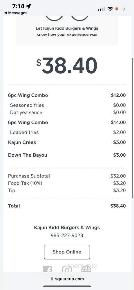Kajun Kidd Burgers & Wings Restaurant - Thibodaux, LA menu_pic