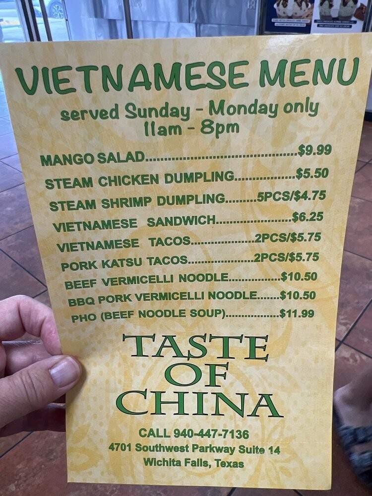 Taste Of China - Wichita Falls, TX menu_pic