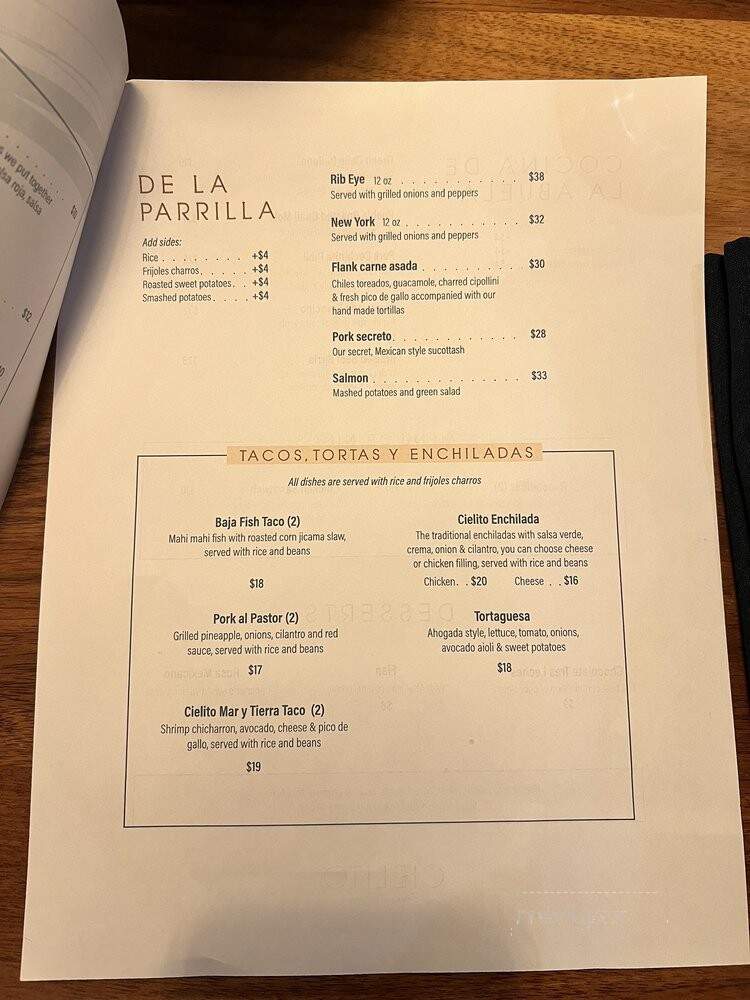 Cielito Mexican Flavors - Irving, TX menu_pic