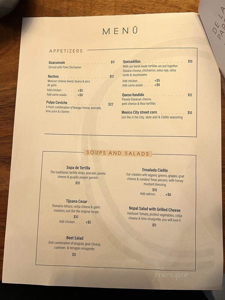 Cielito Mexican Flavors - Irving, TX menu_pic