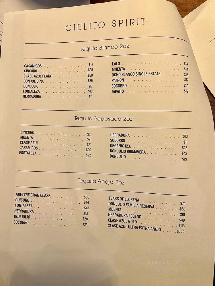 Cielito Mexican Flavors - Irving, TX menu_pic