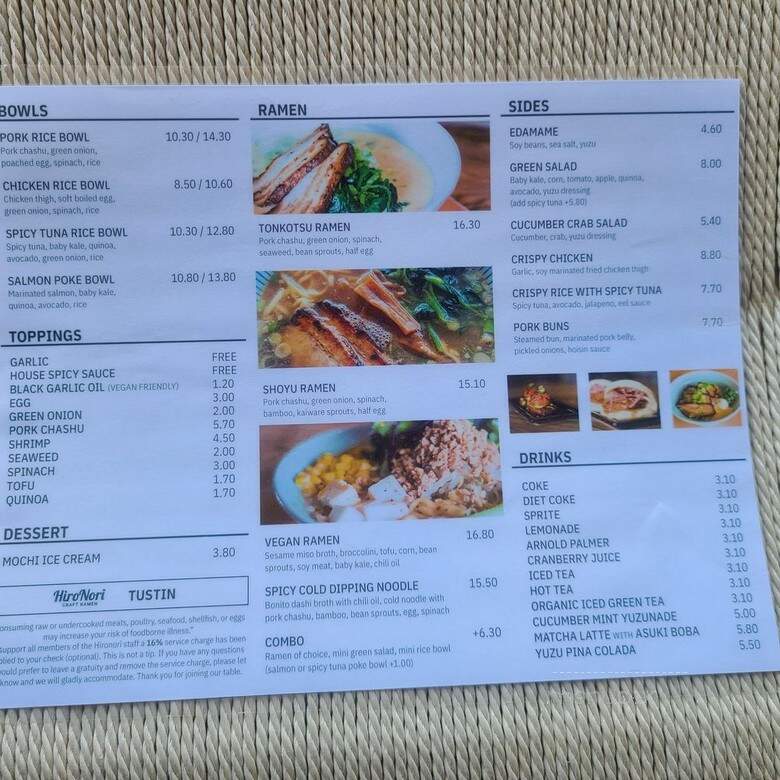 HiroNori Craft Ramen - Tustin, CA menu_pic