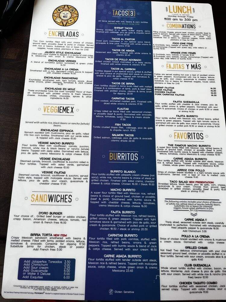 Azteca D'oro Wesley Chapel - Zephyrhills, FL menu_pic