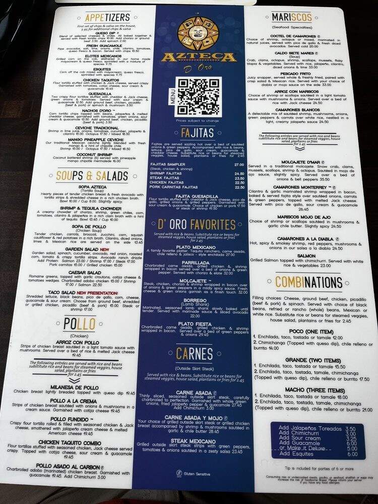 Azteca D'oro Wesley Chapel - Zephyrhills, FL menu_pic