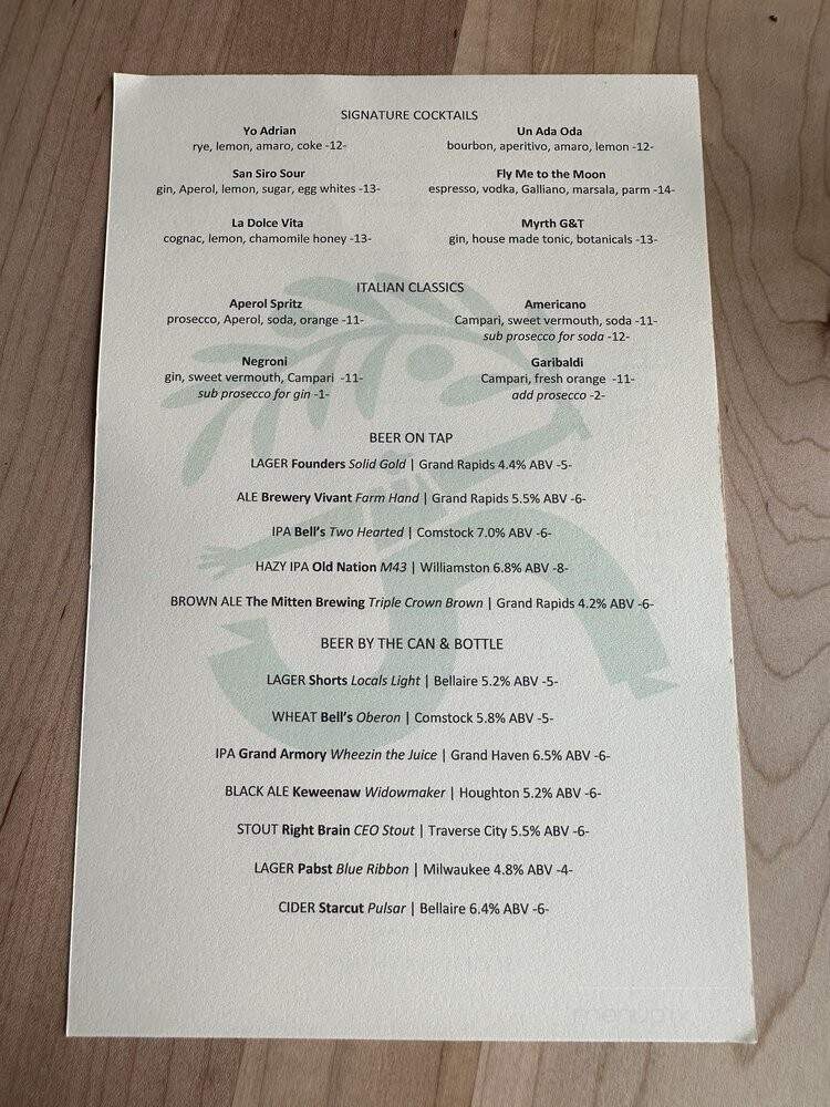 Myrth - Ada, MI menu_pic