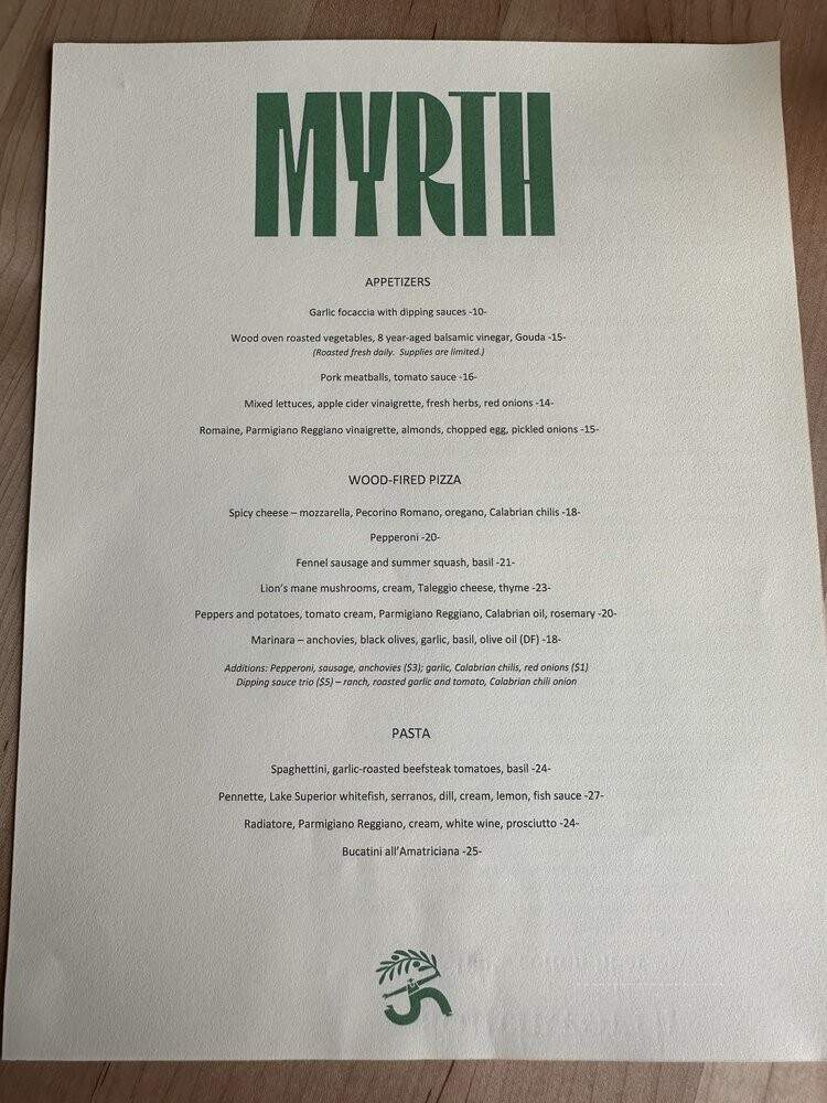Myrth - Ada, MI menu_pic
