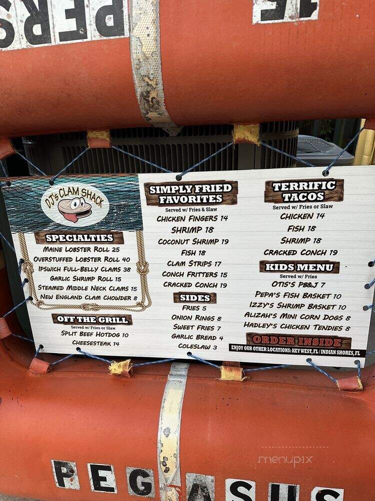 DJ's Clam Shack - St. Augustine, FL menu_pic