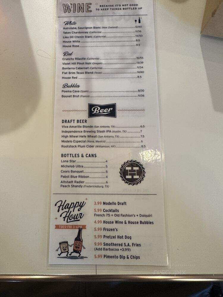 The Hayden - San Antonio, TX menu_pic