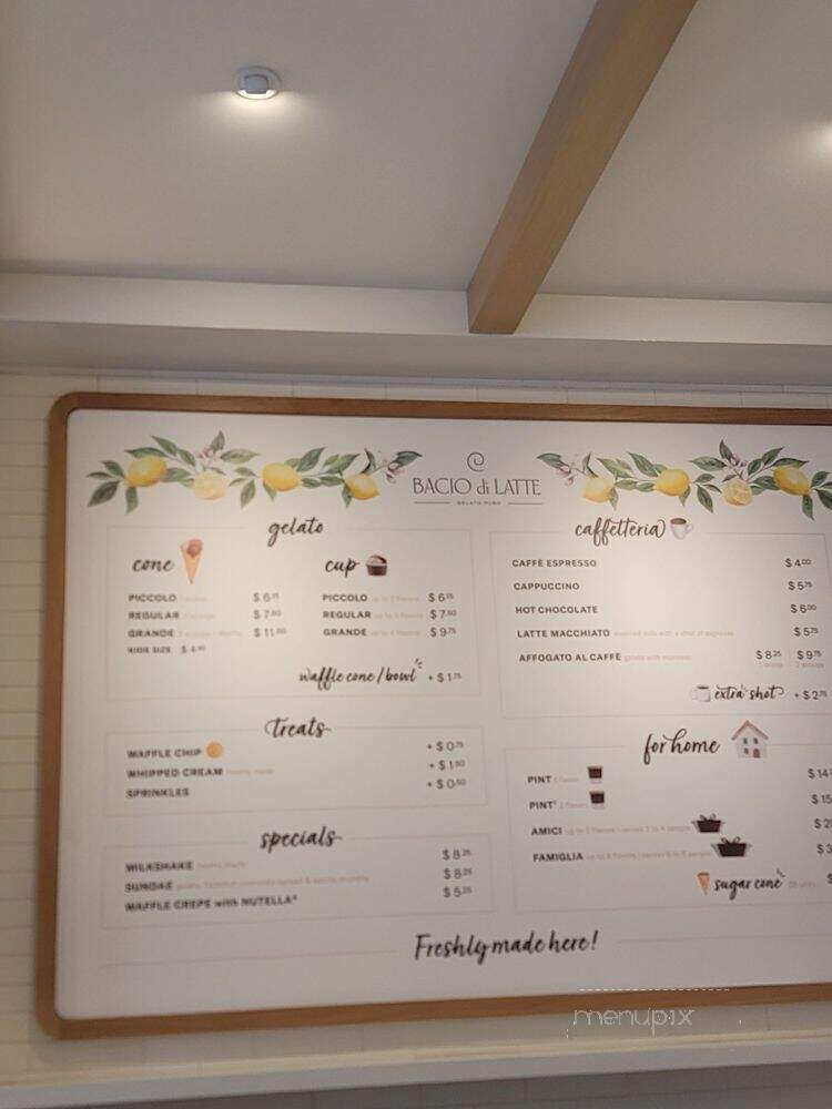 Bacio di Latte - Los Angeles, CA menu_pic