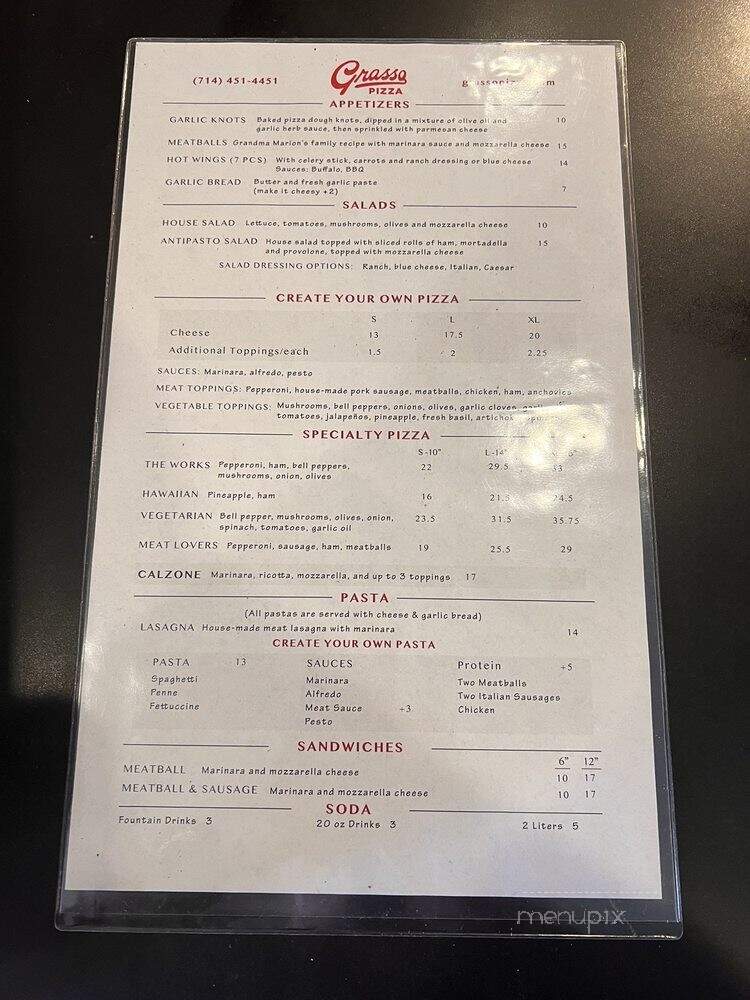 Grasso Pizza - Tustin, CA menu_pic