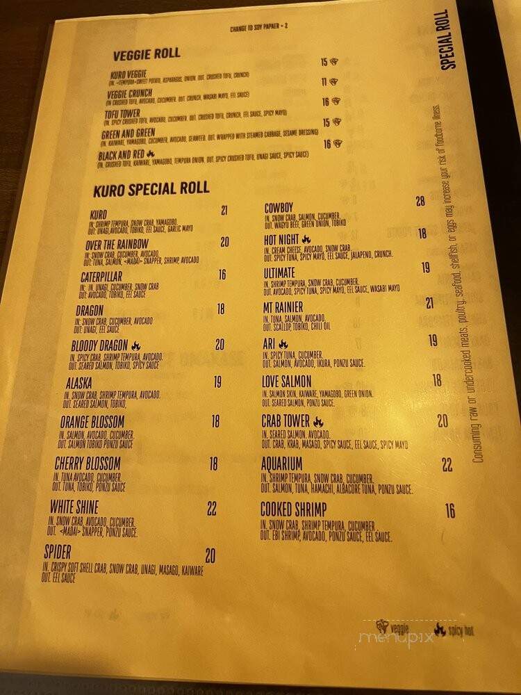Kuro Sushi - Bellevue, WA menu_pic