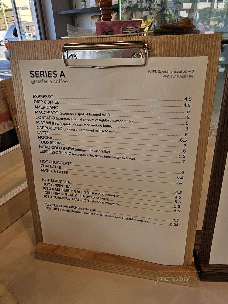 Series A Coffee - Beverly Hills, CA menu_pic
