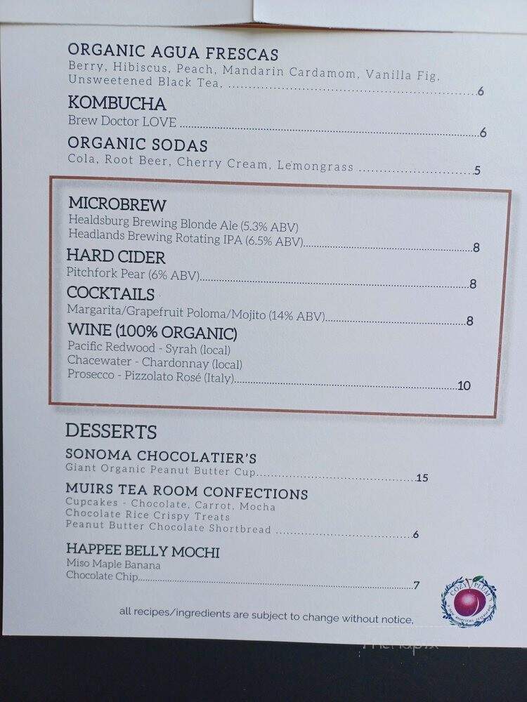 Cozy Plum - Sebastopol, CA menu_pic