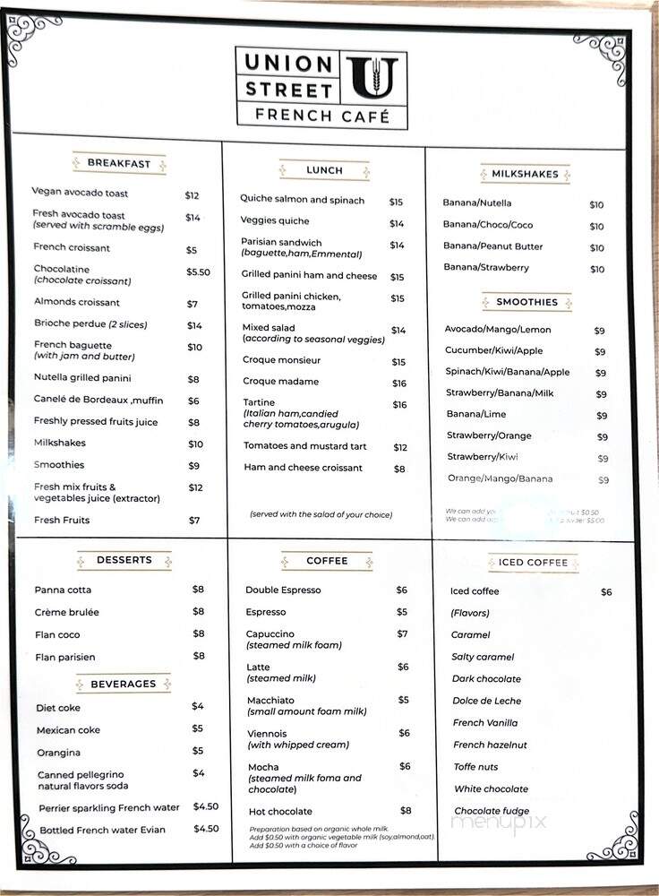 Union Street French Cafe - Pasadena, CA menu_pic