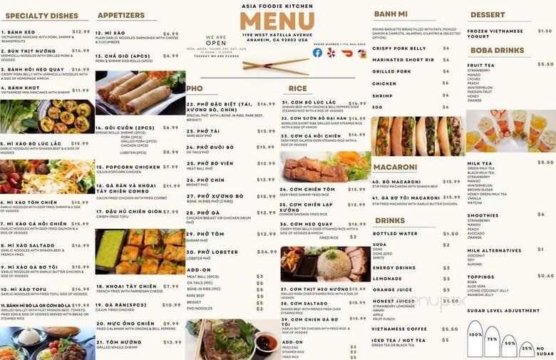 Asia Foodie Kitchen - Anaheim, CA menu_pic
