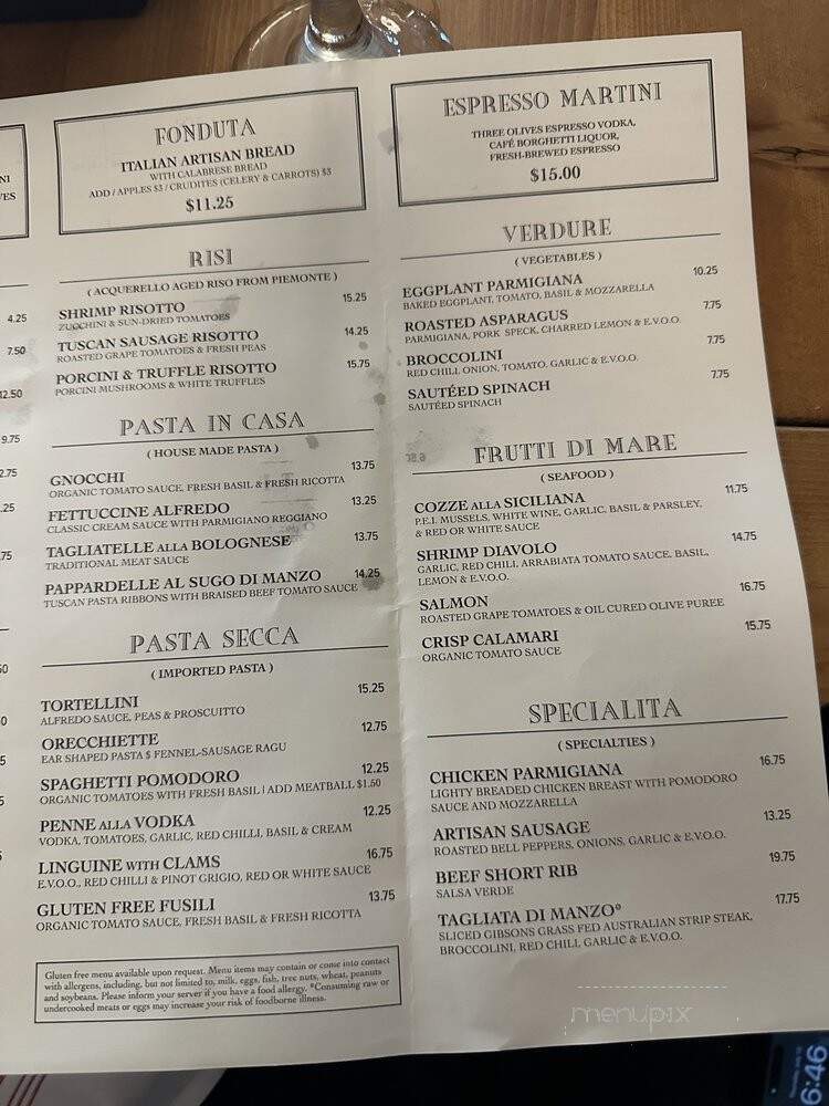 Quartino Ristorante - The Colony, TX menu_pic
