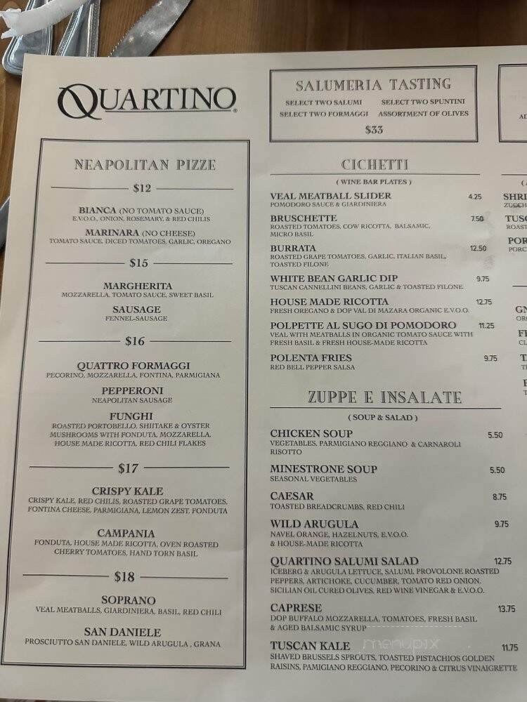 Quartino Ristorante - The Colony, TX menu_pic