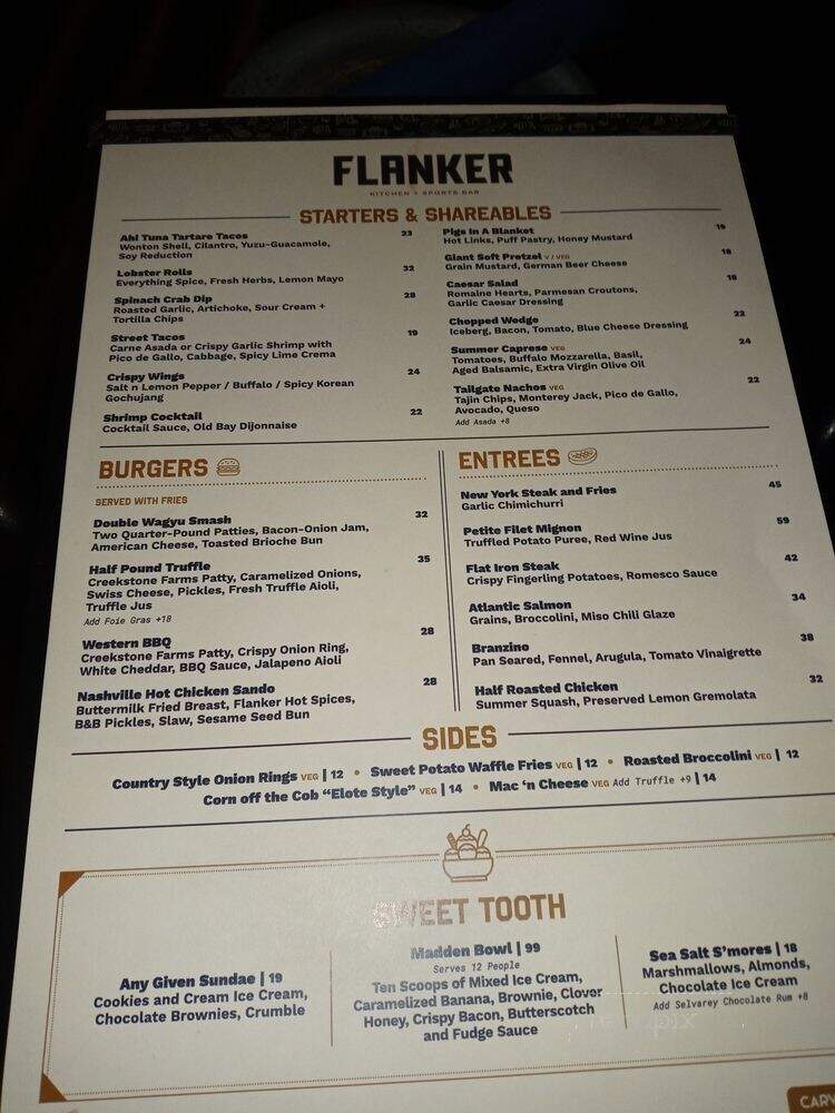 Flanker Kitchen + Sports Bar - Las Vegas, NV menu_pic