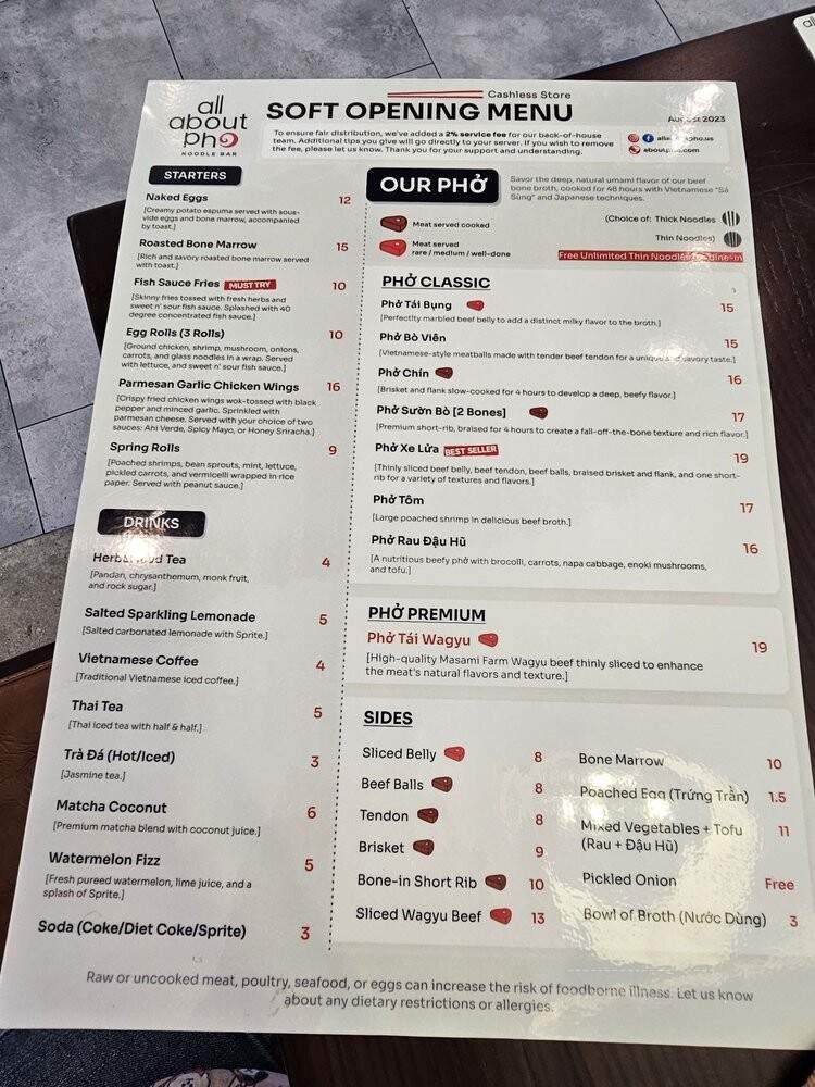 All About Pho - Fullerton, CA menu_pic