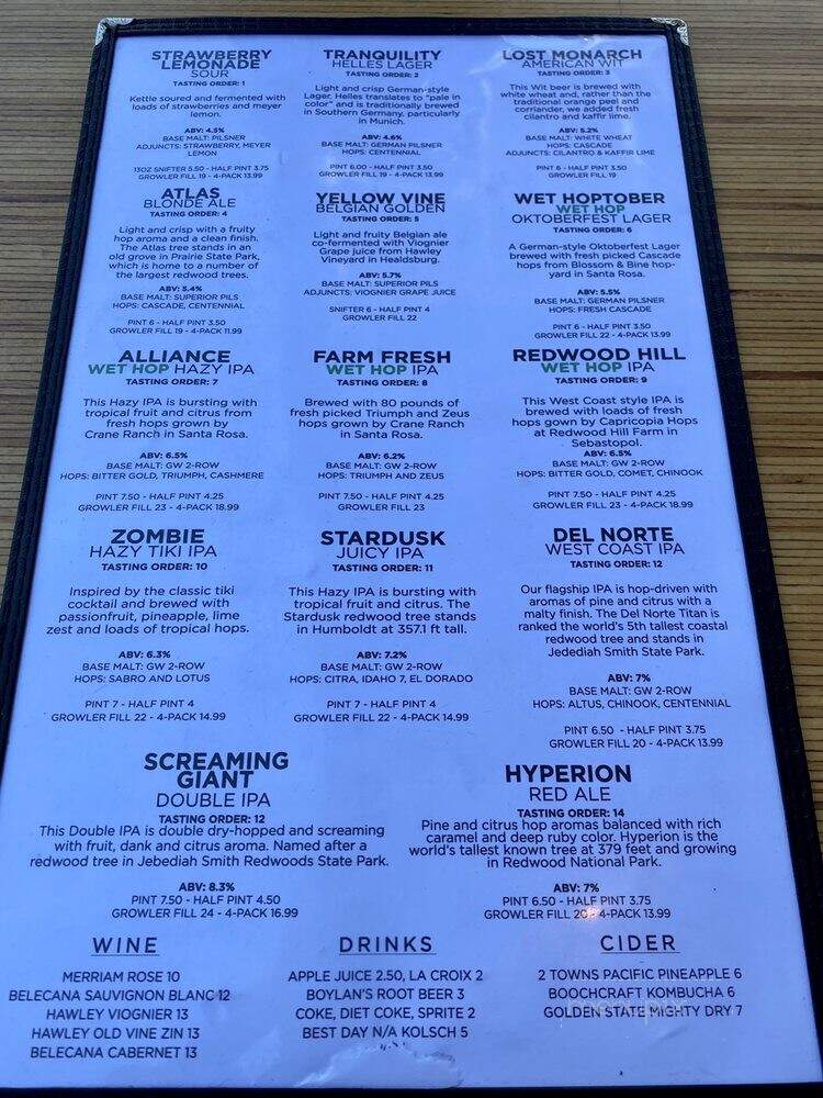 Fogbelt Station - Healdsburg, CA menu_pic