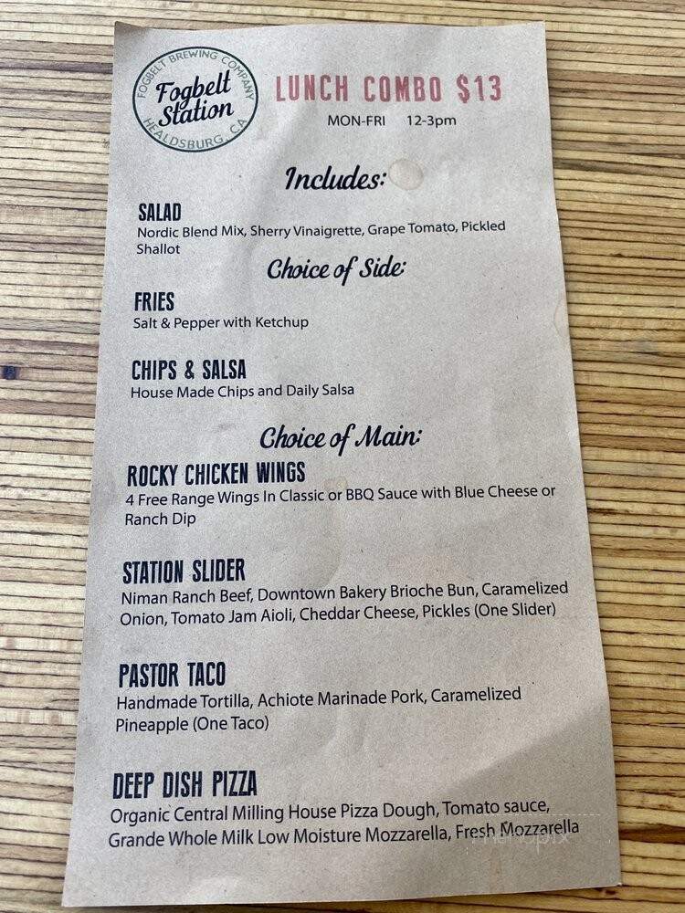 Fogbelt Station - Healdsburg, CA menu_pic