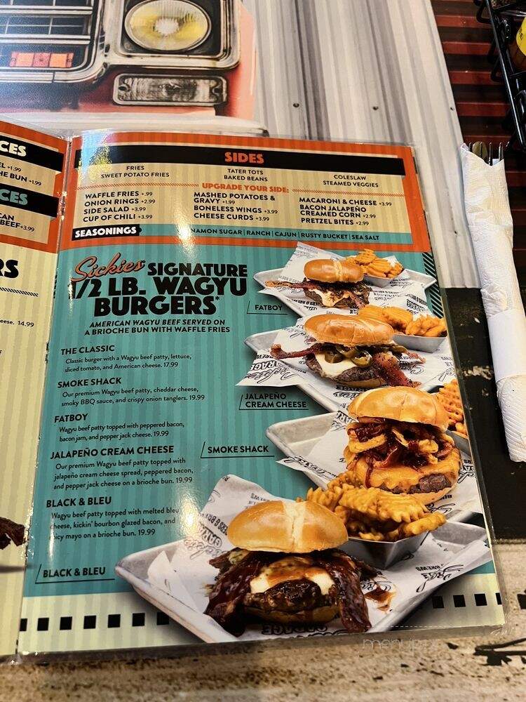 Sickies Garage Burgers & Brews - Irving, TX menu_pic
