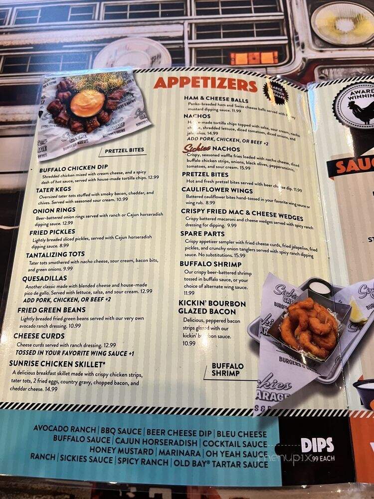 Sickies Garage Burgers & Brews - Irving, TX menu_pic