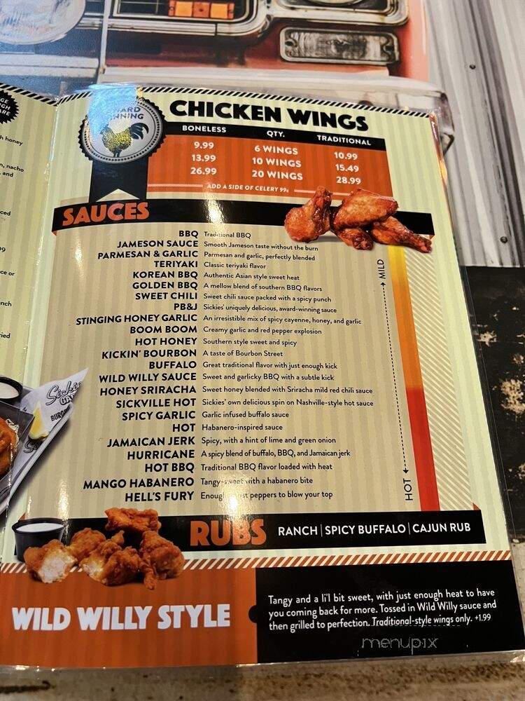 Sickies Garage Burgers & Brews - Irving, TX menu_pic